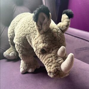 Plush Realistic 19” Rhino Stuffed Animal Toy - Gray & Black